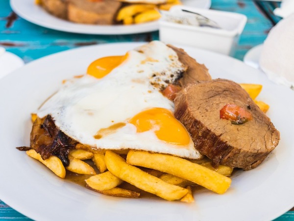 Plato Combinado de pollo  con ensalada, huevos fritos y patatas fritas 18,50€