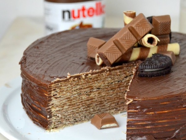 Tarta de Obleas con chocolate Nutella