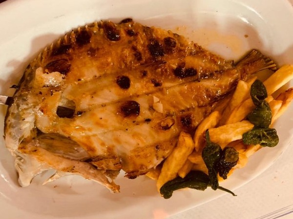 Grilled turbot