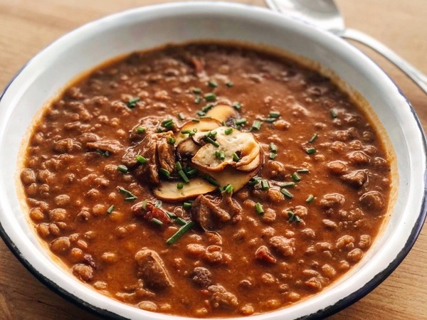 Braised lentils