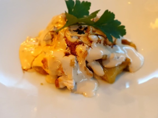 Tapa pollo con salsa a la pimienta