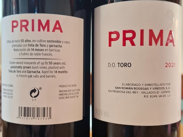 Prima (D.O. Toro. Zamora/Valladolid)