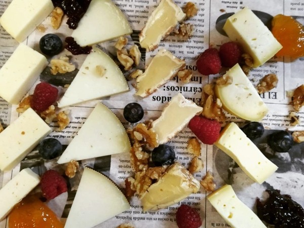 National cheese board with fruits... nuts and quinces