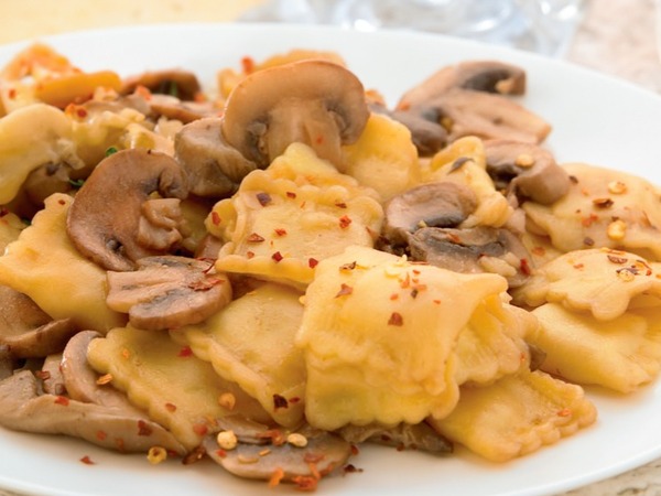 Raviolis de carn amb ceps