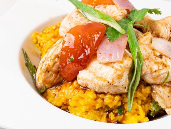 Pollo Saltado con Risotto
