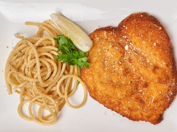CHICKEN MILANESE WITH PASTA ALLA ALFREDO