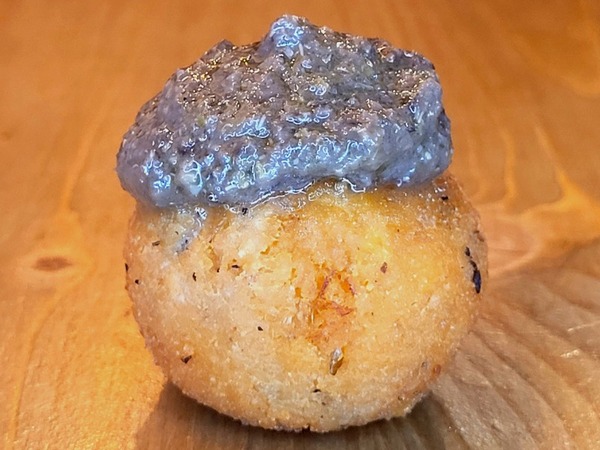 Brandada di baccalà con paté di oliva 