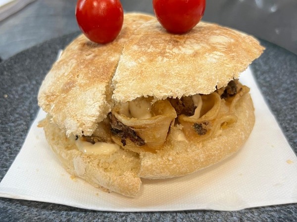 Fried baby squid sandwich
