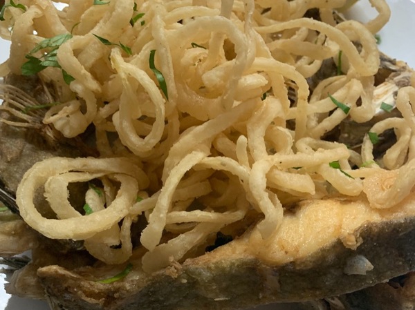 John Dory friend with fried onions