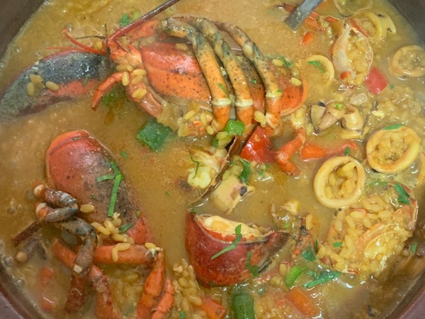 Stewed rise with lobster