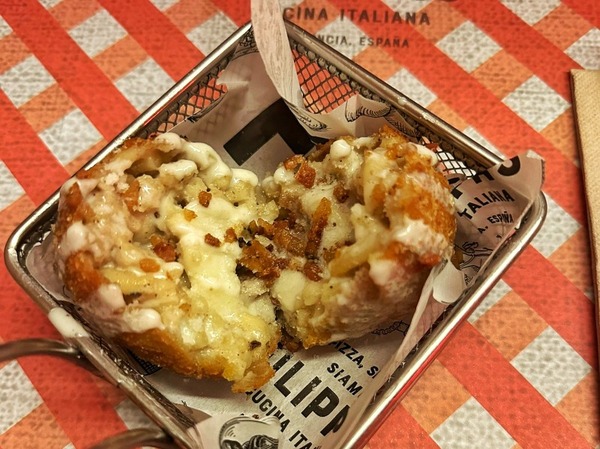 Frittatina with cheese, pepper, and pork cheek