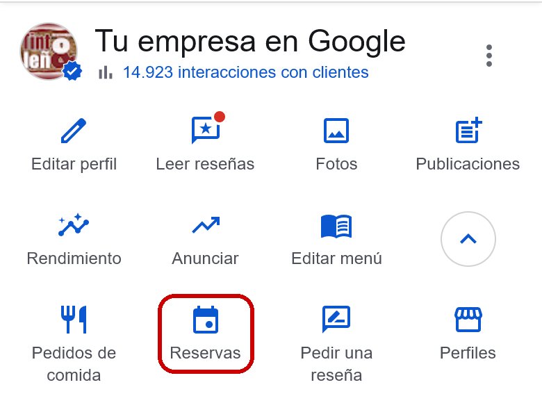 Botón Reservas en el panel de la ficha de Google desde el móvil