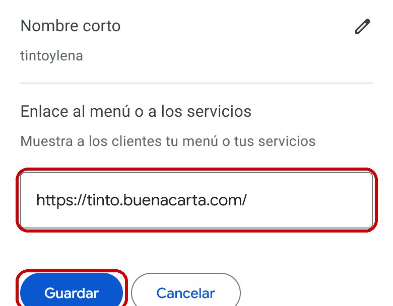 Guardar el enlace de la carta en la ficha de Google desde el móvil